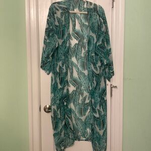 Multicolor Print Long Chiffon Beach Blouses Cardigan Kimono Bikini Cover Up